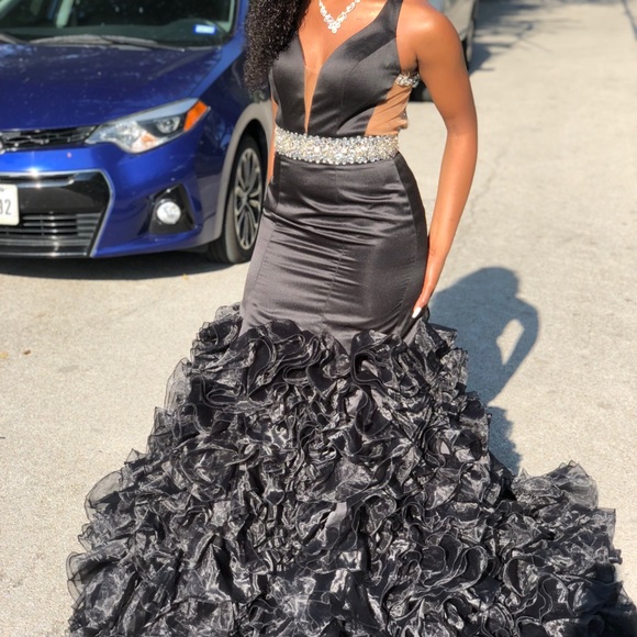 Black Mermaid Prom Dress - Picture 1 of 6